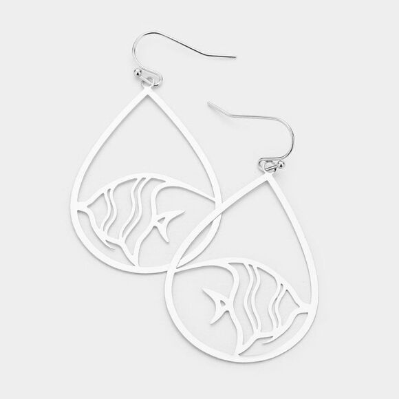 5/$25 Fish Silver Tone Dangle Earrings - Picture 1 of 6